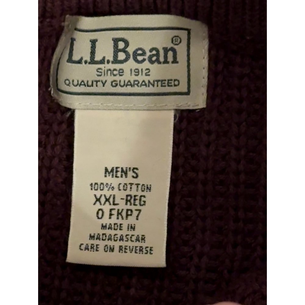 Vintage Y2K L.L.Bean Men's Ribbed Mock Neck Henley Sweater SZ XXL Maroon - Picture 5 of 5